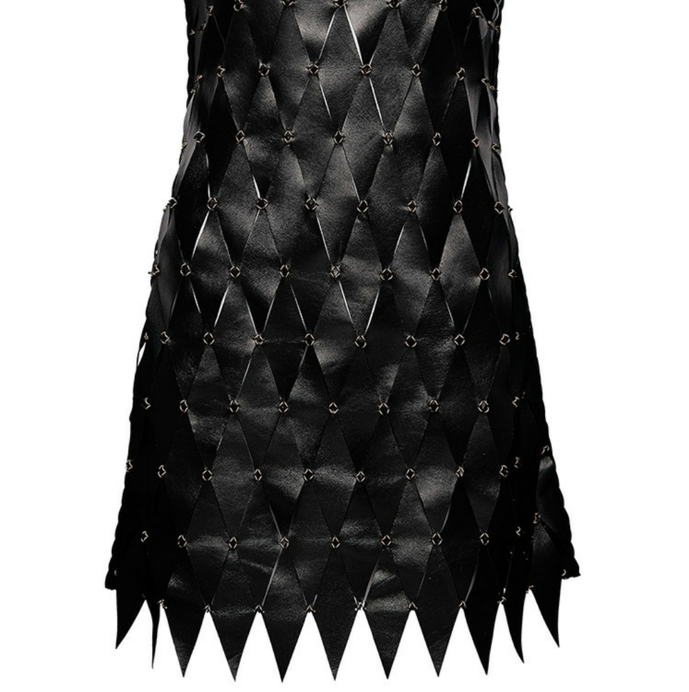 Magda Butrym Dress Campinas Leather Mini Sz 6 Grunge Punk 90s Y2K Whimsigoth‎ - Picture 4 of 7